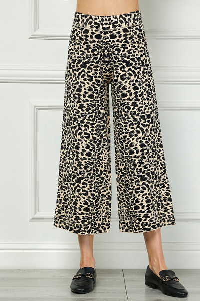 See and Be Seen High Waist Wide Leg Leopard Print Pant - Leopard