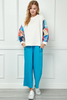 Image of See and Be Seen Patch Print Textured Top - Cream