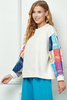 Image of See and Be Seen Patch Print Textured Top - Cream