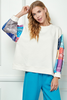 Image of See and Be Seen Patch Print Textured Top - Cream