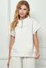 Image of See and Be Seen Short Dolman Sleeve Textured Quarter Zip Top - Cream