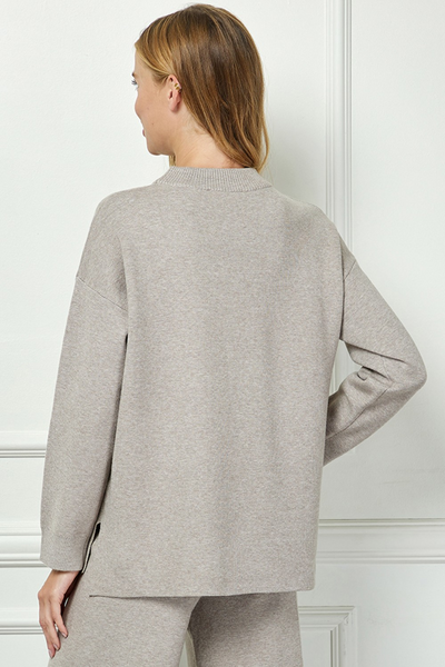 See and Be Seen Mock Neck Sweater Knit Top - Mocha