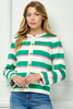 Image of See and Be Seen Striped Sweater Knit Cardigan - Green/Pink