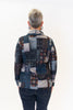 Image of Shana Apparel Mixed Media Pocket Detail Cowl Neck Overlay Top - Navy