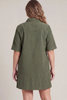 Image of She+Sky Clothing Plus Size Woven Corduroy Collared Mini Dress - Olive Green