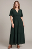 Image of She+Sky Clothing Plus Size Short Sleeve Surplice Bodice Tiered Maxi Dress - Sea Green
