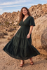 Image of She+Sky Clothing Plus Size Short Sleeve Surplice Bodice Tiered Maxi Dress - Sea Green