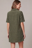 Image of She+Sky Clothing Woven Corduroy Collared Mini Dress - Olive Green