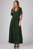 Image of She+Sky Clothing Short Sleeve Surplice Bodice Tiered Maxi Dress - Sea Green