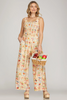 Image of She + Sky Smocked Fruit Print Jumpsuit - Cream