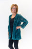 Image of Aris. A Open Front Velvet Burnout Jacket - Teal