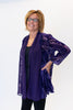 Image of Aris.A Open Front Shawl Collar Velvet Burnout Jacket - Purple