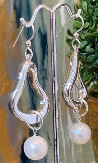 Simon Sebbag Wavy Triangle Baroque Pearl Drop Earrings