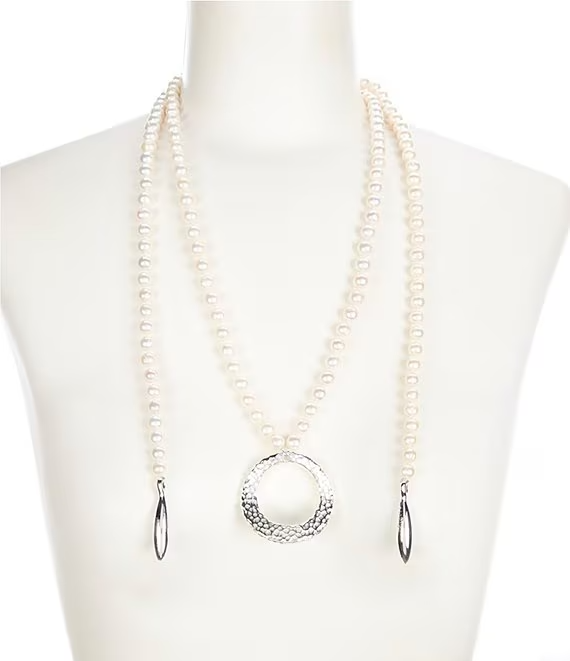 Simon Sebbag Freshwater Pearl Sterling Silver Accented Lariat Necklace