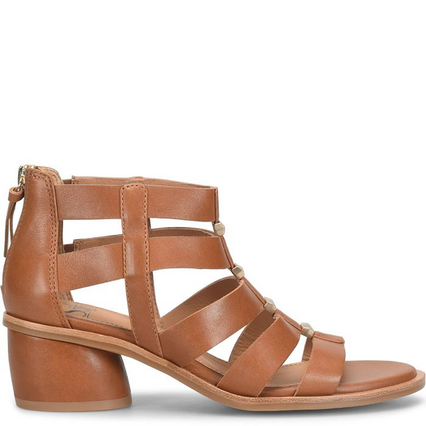 Sofft Coco Back Zip Closure Stacked Heel Gladiator Sandal - Luggage Brown