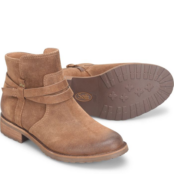 Sofft Bridgett Waterproof Suede Bootie - Cognac