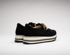 Image of Softwaves Cadie Slip On Leather Platform Sneaker - Black