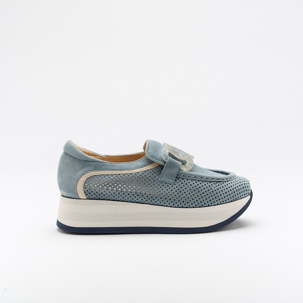 Softwaves Calyn Slip On Leather Platform Sneaker - Glacial Blue