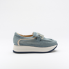 Image of Softwaves Calyn Slip On Leather Platform Sneaker - Glacial Blue