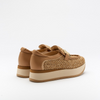 Image of Softwaves Camille Slip On Woven Raffia and Leather Platform Sneaker - Camel