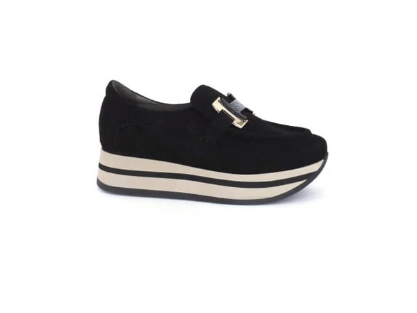 Softwaves Caren Slip On Suede Platform Sneaker - Black