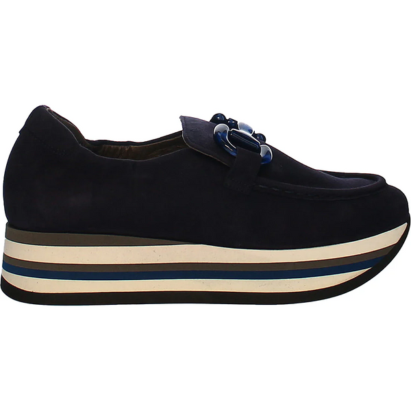 Softwaves Catlin Slip On Leather Platform Sneaker - Navy