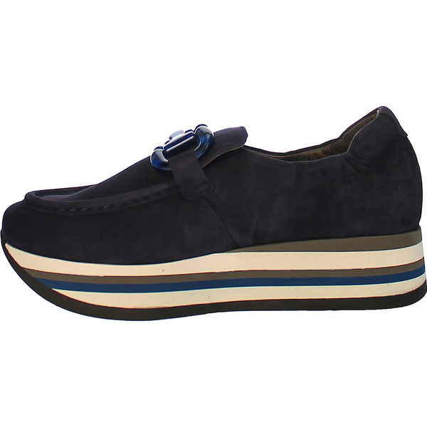 Softwaves Catlin Slip On Leather Platform Sneaker - Navy