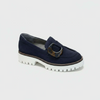 Image of Softwaves Dionne Slip On Suede Lug Sole Loafer - Navy