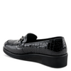 Image of Spring Step Hylen Croc Embossed Leather Horse Bit Loafer - Black