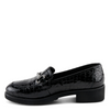 Image of Spring Step Hylen Croc Embossed Leather Horse Bit Loafer - Black