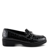 Image of Spring Step Hylen Croc Embossed Leather Horse Bit Loafer - Black