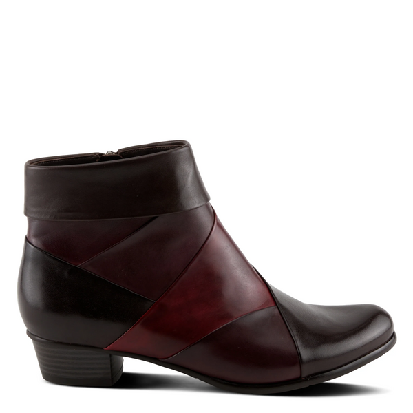 Spring Step Mayvilla Leather Color Block Bootie - Chocolate/Burgundy