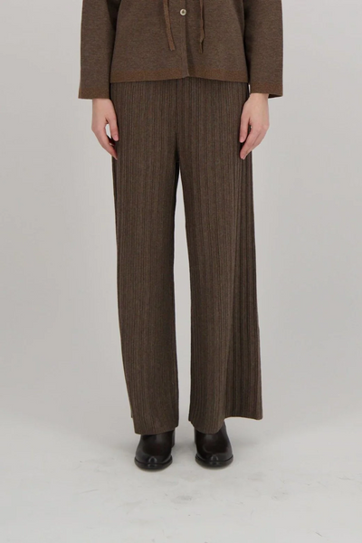 Spanner Wide Leg Ribbed Knit Pant - Cedar