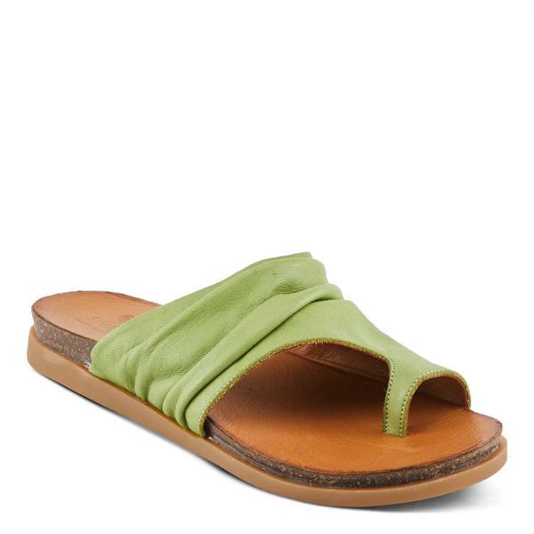 Spring Step Bates Gathered Leather Toe Loop Sandal - Green