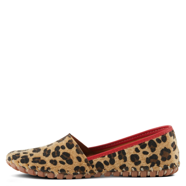 Spring Step Kathaleta Calf Hair Suede Slip On Shoe - Leopard Print