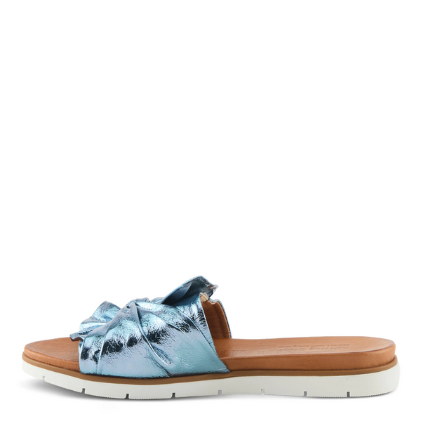 Spring Step Lavona Twist Leather Slide Sandal - Metallic Blue