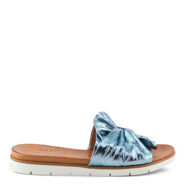 Spring Step Lavona Twist Leather Slide Sandal - Metallic Blue