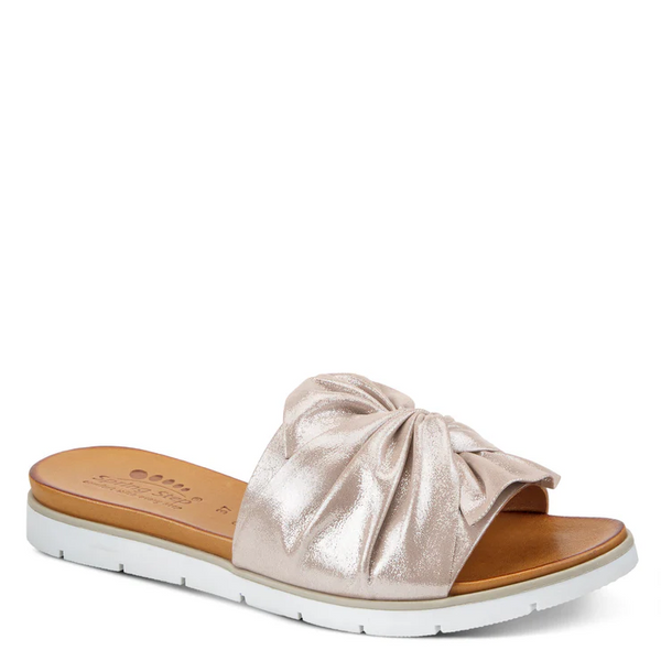Spring Step Lavona Twist Leather Slide Sandal - Silver