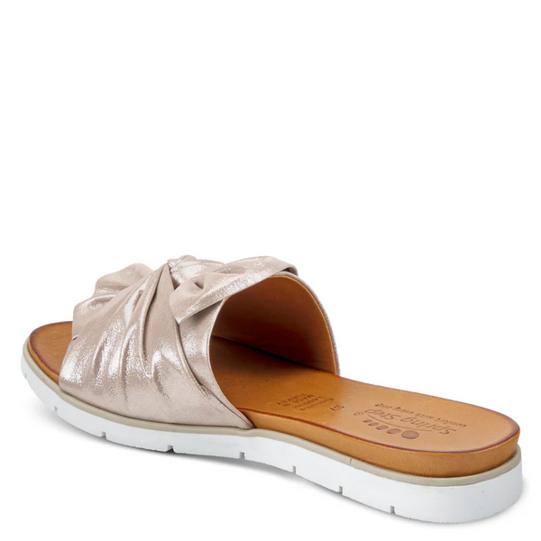 Spring Step Lavona Twist Leather Slide Sandal - Silver