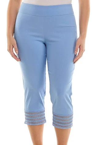 Steven Guy Lace Cuff Crop Length Pull On Pant - Serenity Blue