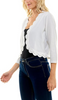 Image of Steven Guy Open Front Scalloped Edge 3/4 Sleeve Shrug - Bright White