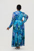 Image of Steven Guy Floral Mesh Overlay Twist Front Surplice Maxi Dress - Blue Multicolor