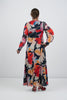 Image of Steven Guy Floral Mesh Overlay Twist Front Surplice Maxi Dress - Blue/Red