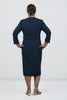 Image of Steven Guy 3/4 Sleeve Scuba Crepe Sheath Dress with Hidden Pockets - Navy