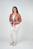 Image of Steven Guy Tie Front Burnout Shrug - Orange/Multicolor