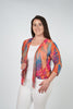 Image of Steven Guy Tie Front Burnout Shrug - Orange/Multicolor