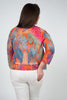 Image of Steven Guy Tie Front Burnout Shrug - Orange/Multicolor