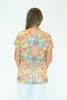 Image of Steven Guy Short Sleeve V-Neck Abstract Print Top - Multicolor
