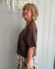 Image of Steven Guy Crocheted Cotton Blend Button Front Short Sleeve Cardigan - Coco