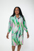 Image of Steven Guy Button Front Brushstroke Print Tunic Blouse - Pink/Green